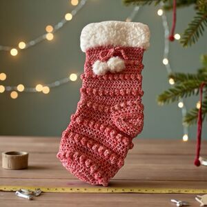 Hand Knitted Christmas Stocking 15” Brand New